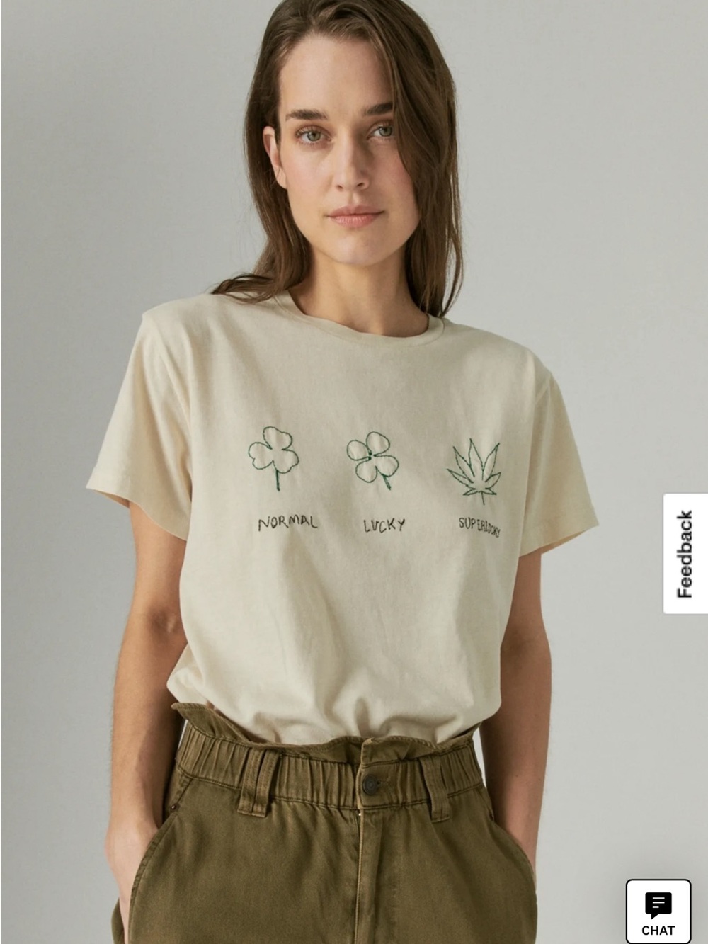 Lucky Brand Embroidered Cotton Tee – Size Medium